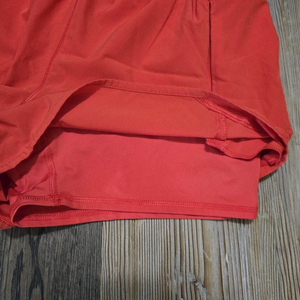 Red Athletic Shorts with Compression Layer and Elastic Waistband - Picture 6 of 14